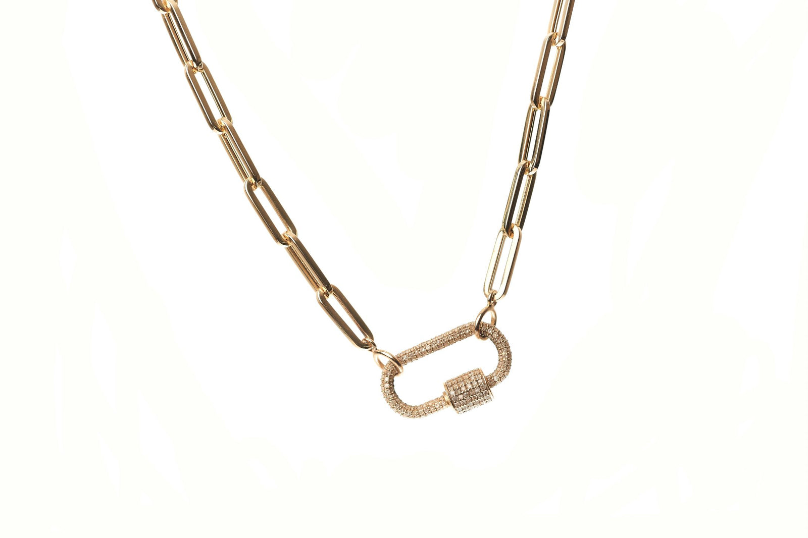 PRE-ORDER: Diamond Locket Paperclip Necklace