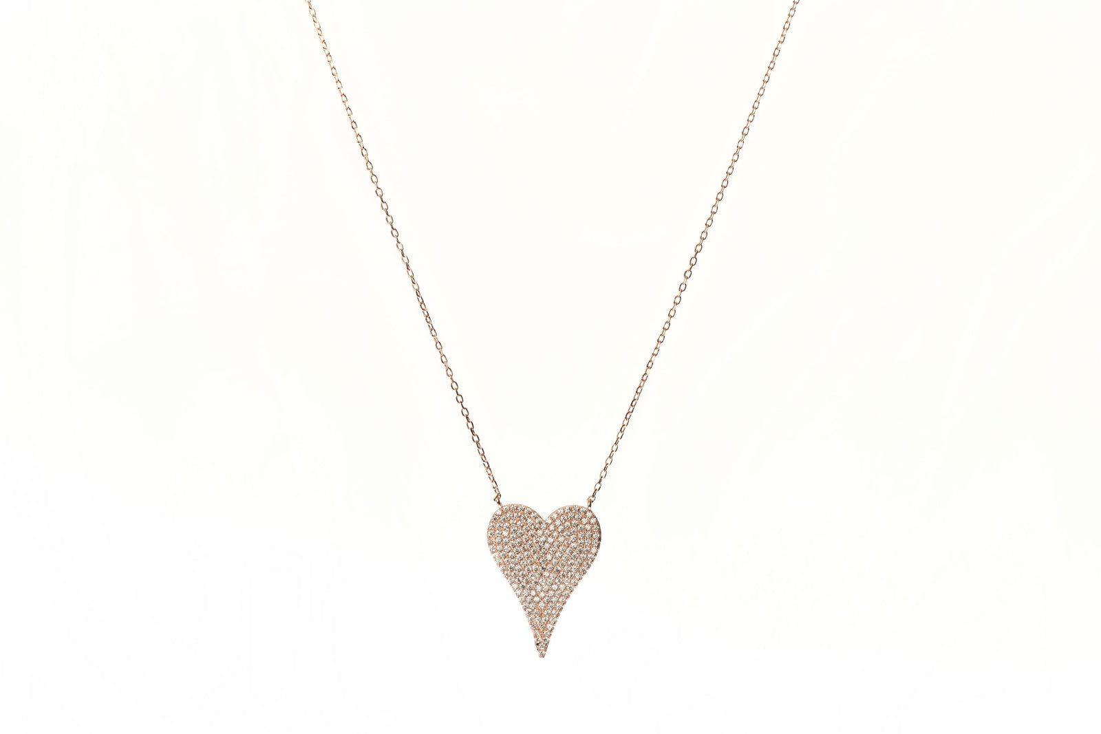 Tear Drop Heart Necklace Rose Gold