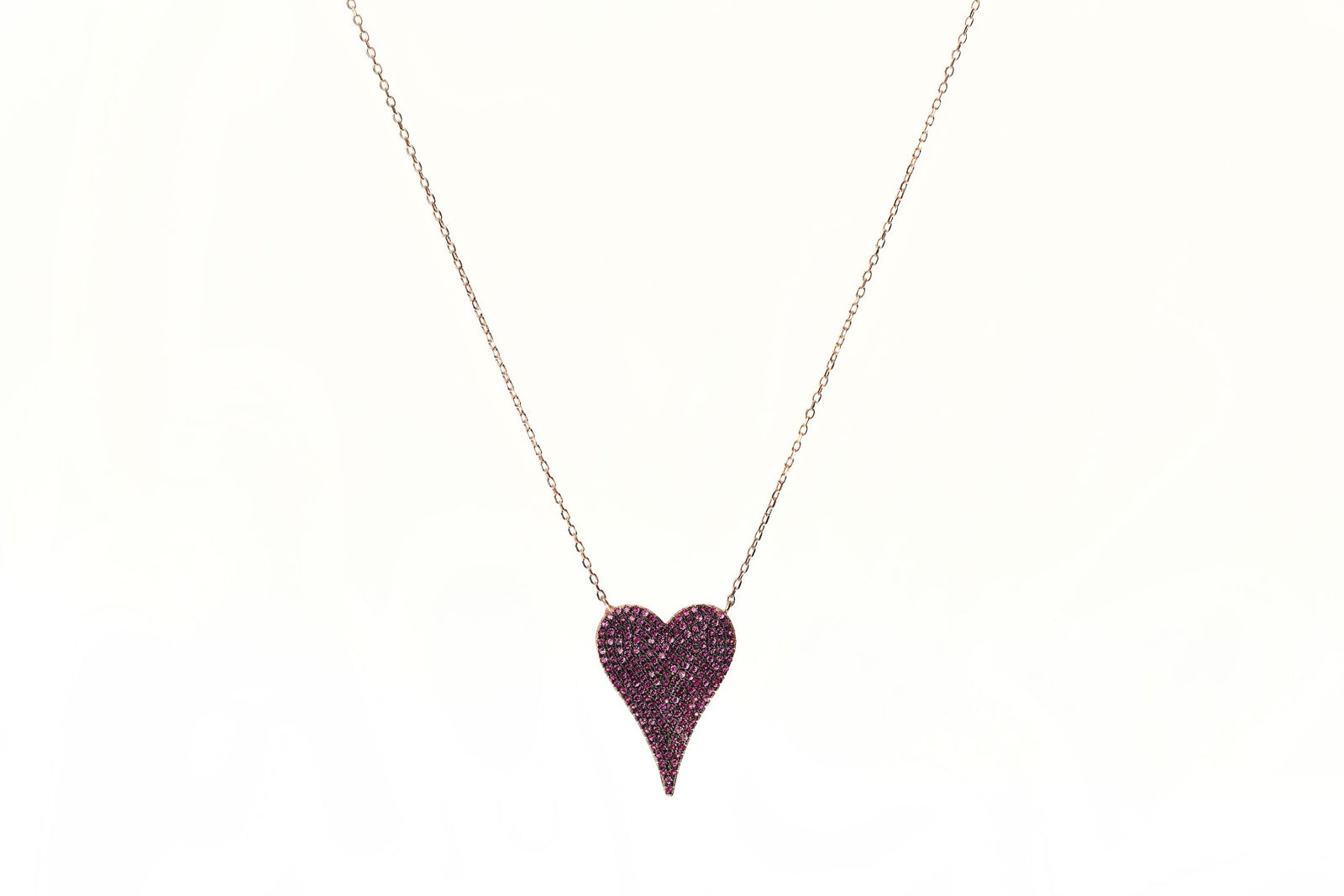 Pink Tear Drop Heart Necklace