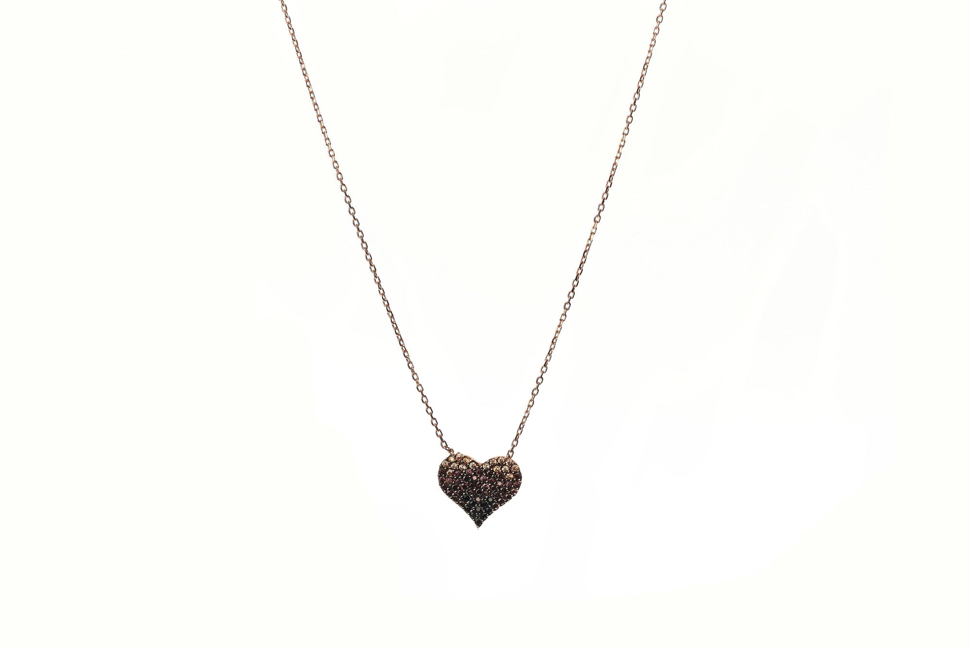 Brown Ombre Mini Heart Necklace
