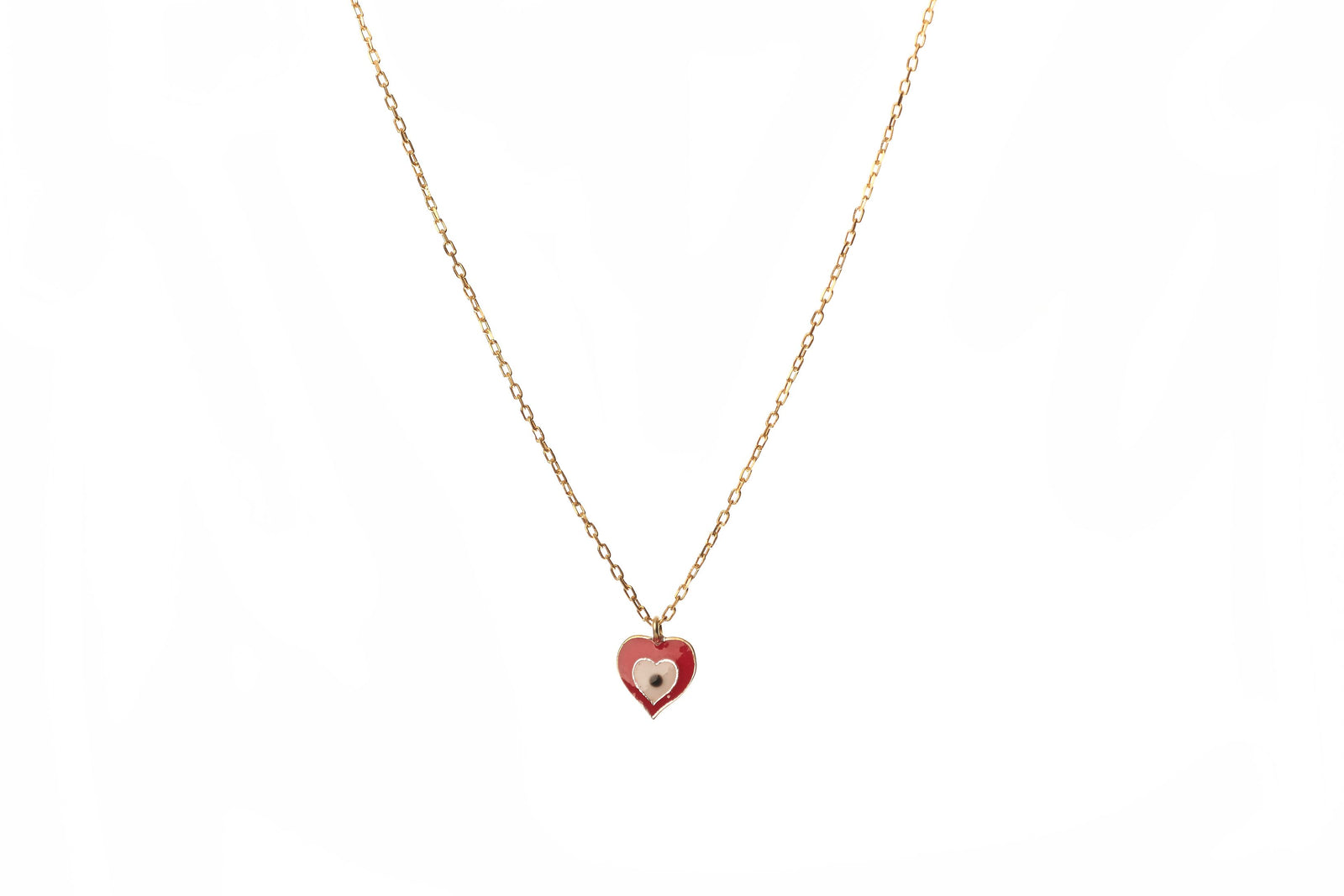 Mini Red Evil Eye Heart Necklace