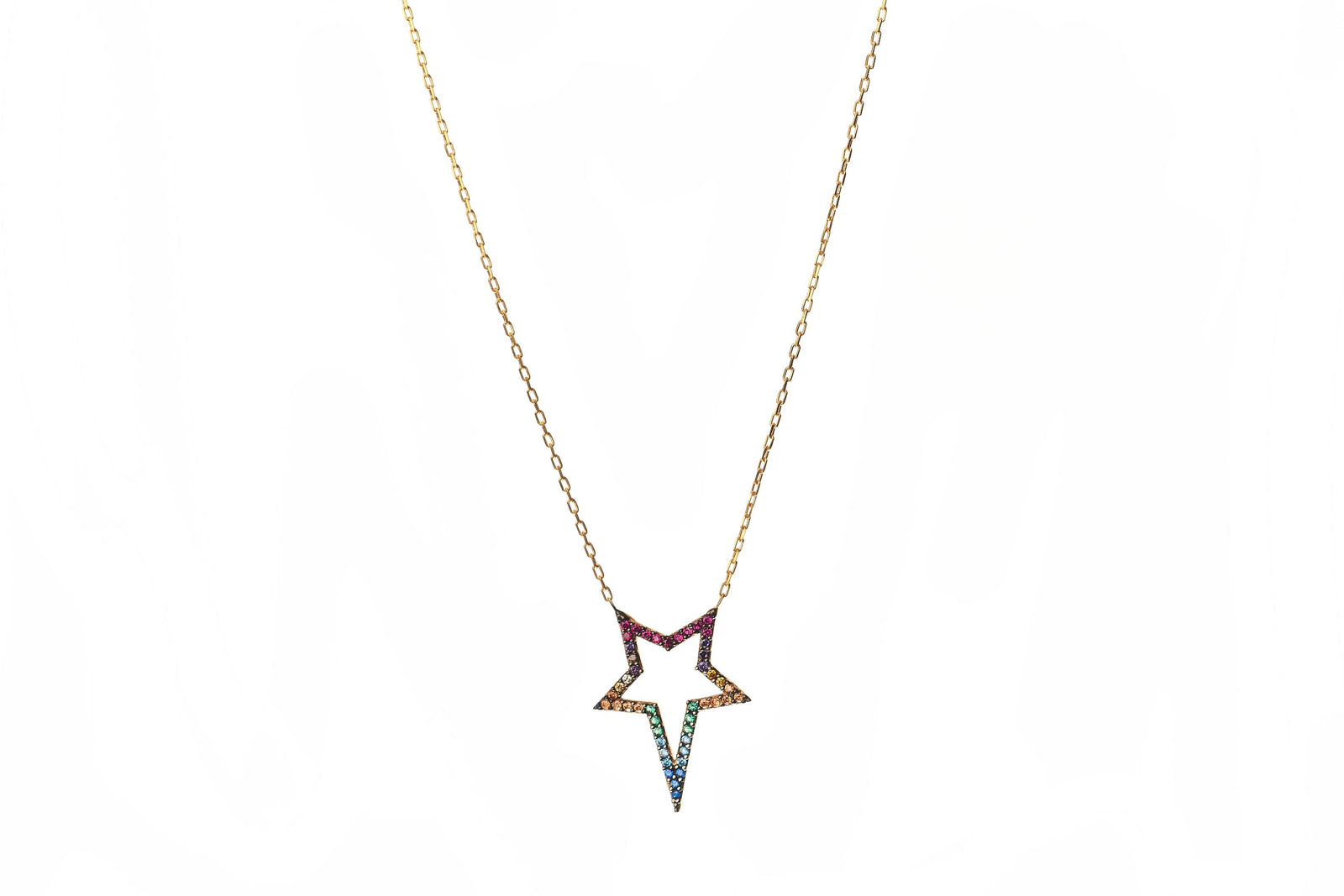 Rainbow Open Star Necklace