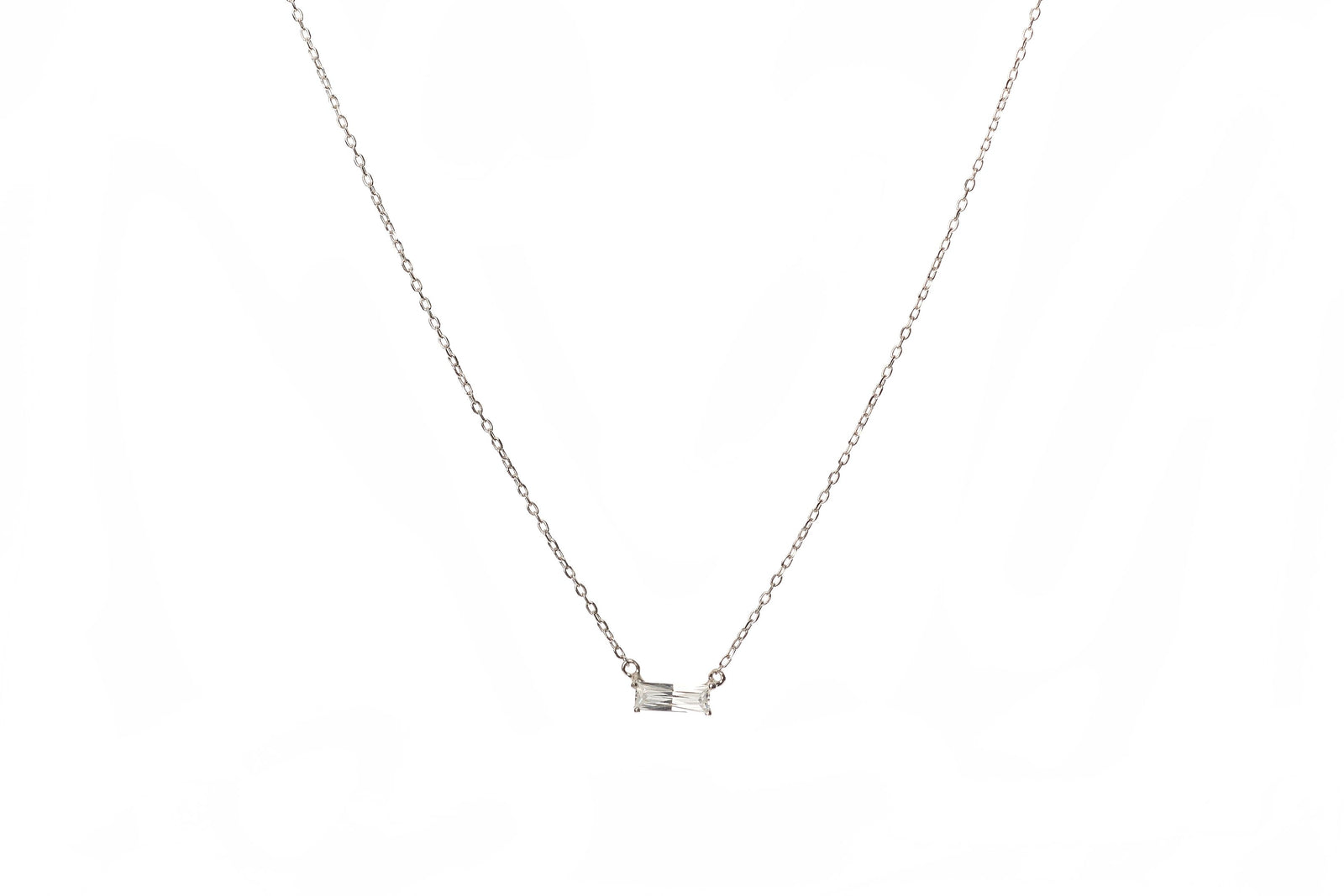 Single Baguette Pendant Necklace