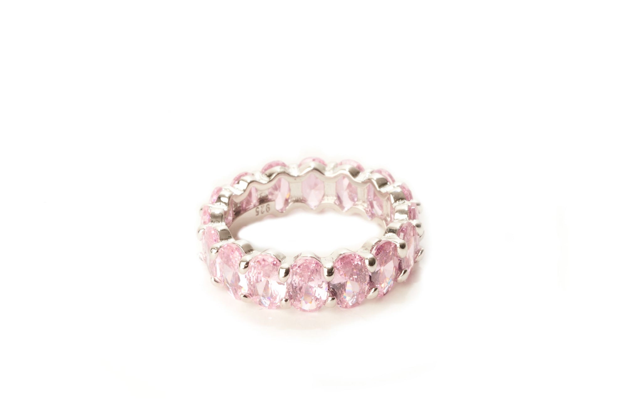 Pink Round Cut Eternity Band