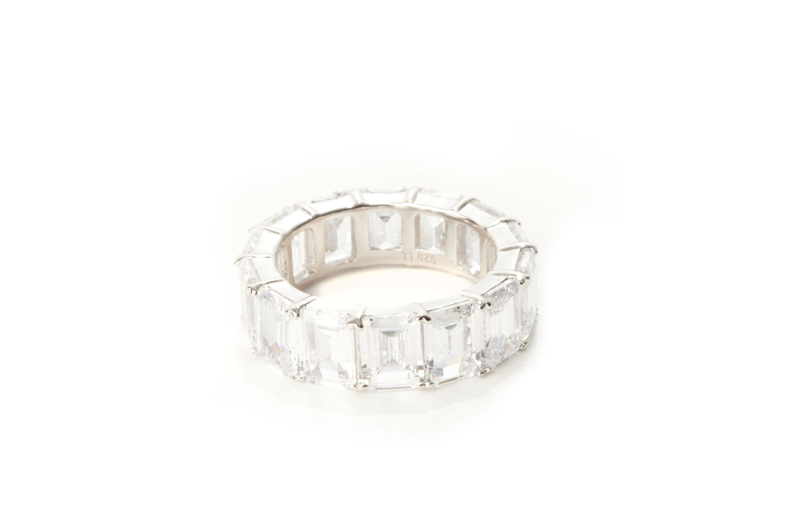 Emerald Cut Eternity Band Silver