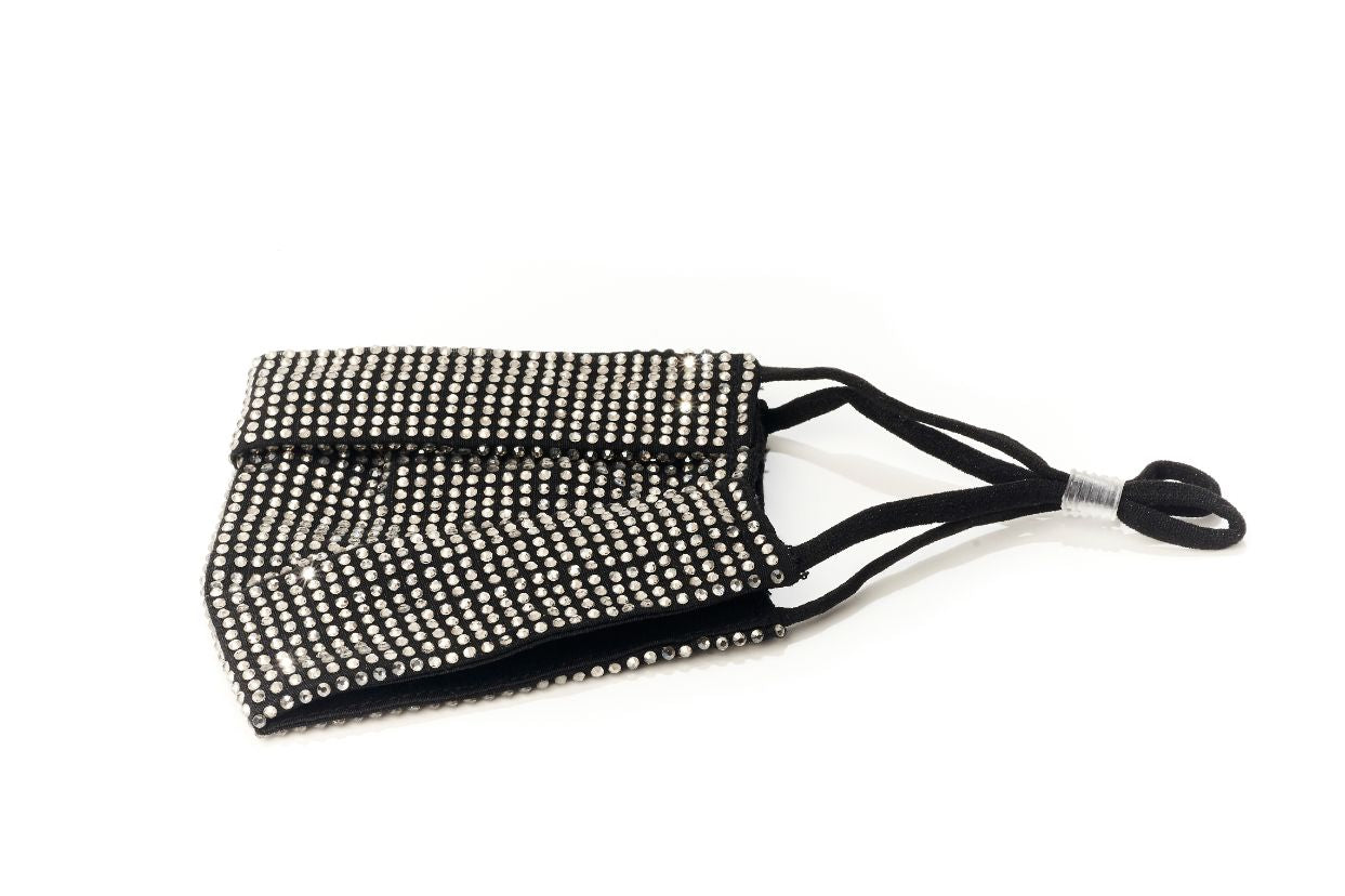 Black Mini Swarovski Crystal Mask
