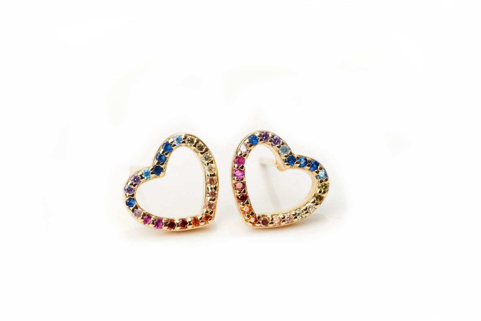 Rainbow Open Heart CZ Studs