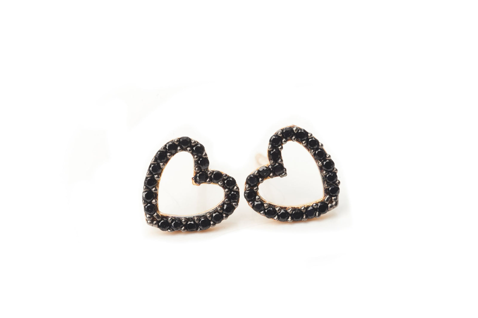 Black Open Heart Studs