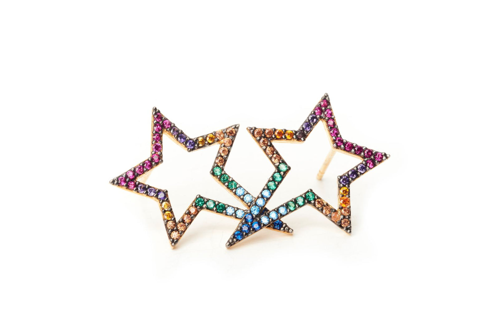 Rainbow Open Star Studs