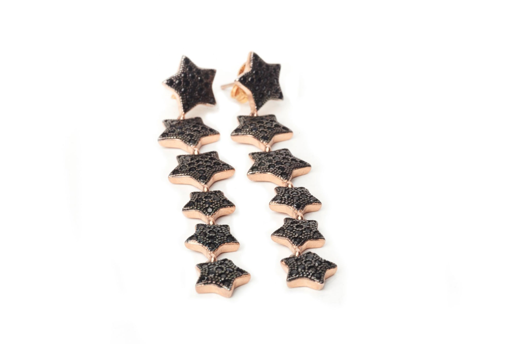 Multi Black Star Dangle Earrings