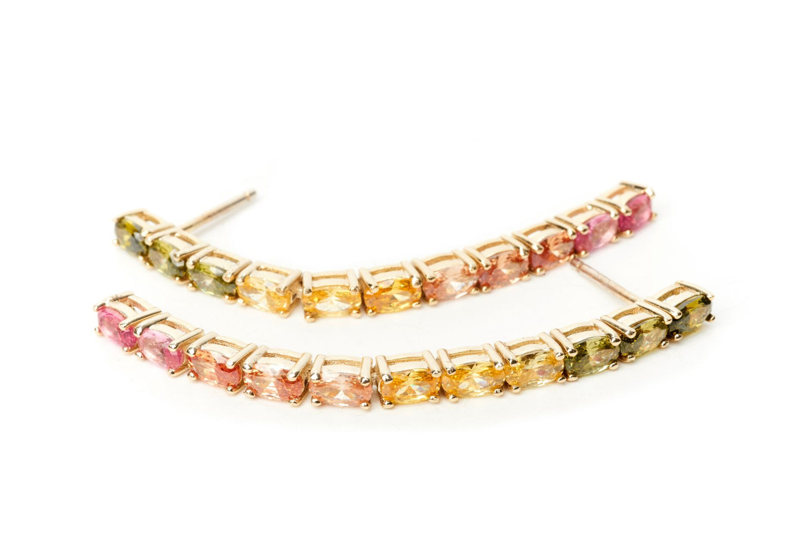 Rainbow Emerald Cut Dangle Earrings