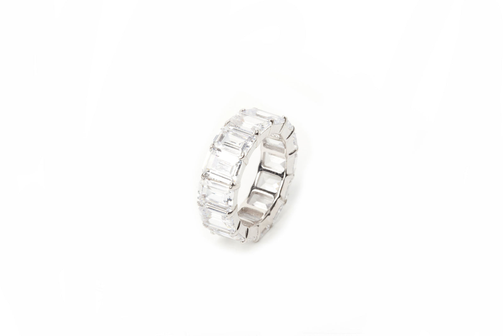 Emerald Cut Eternity Band Silver