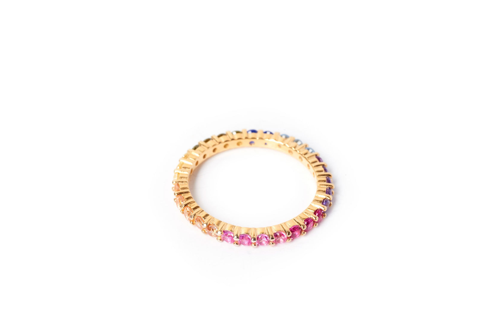 Stacking Rainbow Round Cut Eternity Band