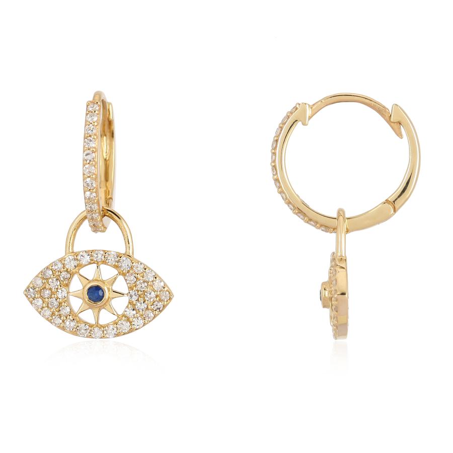 PRE-ORDER: Dangle Diamond Evil Eye Small Hoop Earring