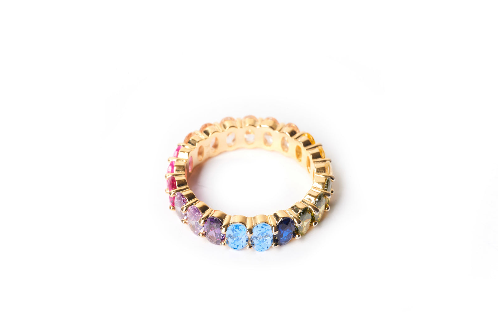 Rainbow Round Cut Eternity Band